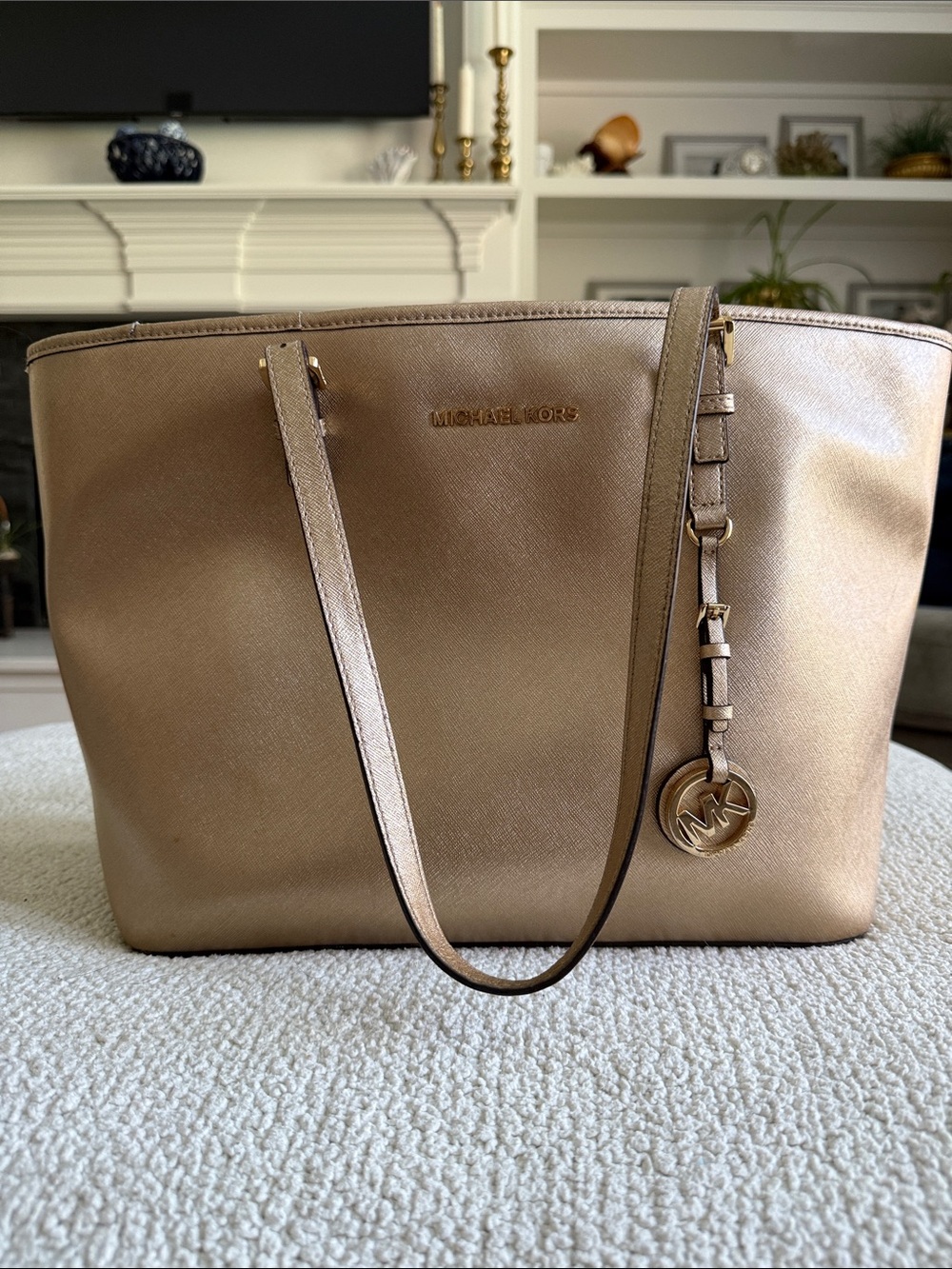 Michael Kors Large Gold Tote with MK Charm